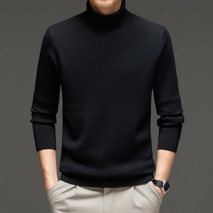 Men's Turtleneck Wool Sweater Winter Thickened Solid Color Plain Style