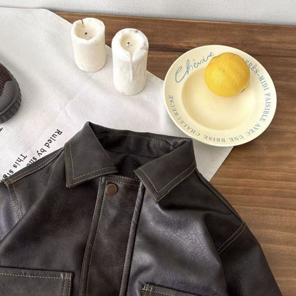 Children's Boys' Fashion Leather Jacket Top