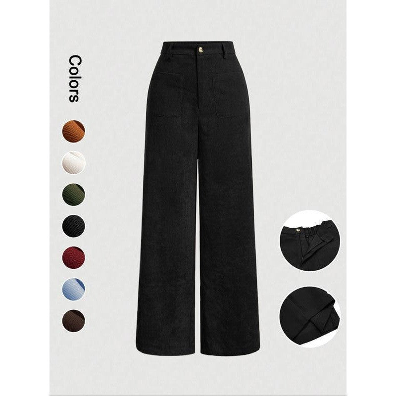 Spring And Autumn Retro Straight-leg Corduroy Pants