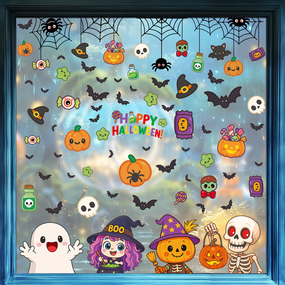 Halloween Decorations Pumpkin Skull Glass Stickers