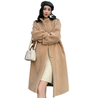 Faux Lamb Fur Leather Coat