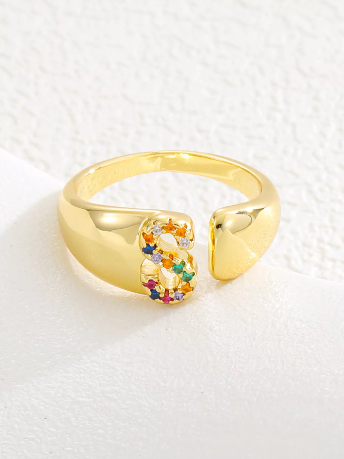 18K Gold-Plated Zircon Letter Ring
