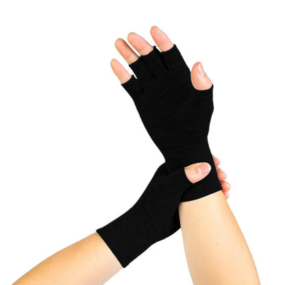 Light Gray Bamboo Fiber Half-finger Compression Gloves