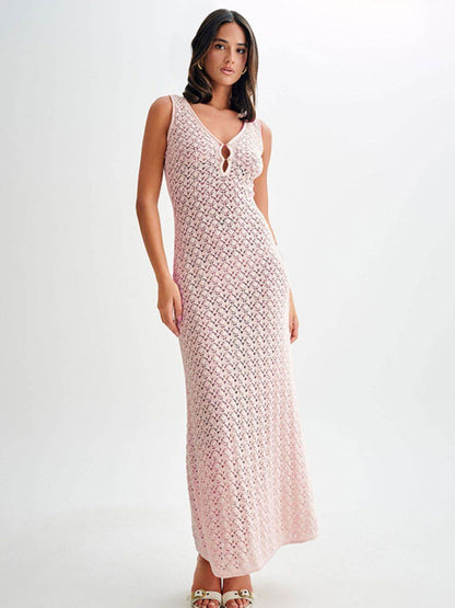 Openwork Sleeveless Maxi Dress
