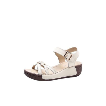 Summer New Flat Wedge Fashionable Versatile Soft-soled Sandals For Women