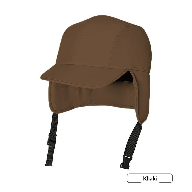 Outdoor Fleece-lined Warm Ponytail Baseball Cap With Ear Flaps
