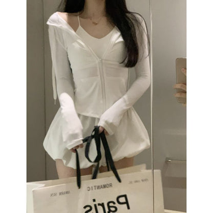 Summer Drawstring Hooded Sun-Protective Slim-Fit Set