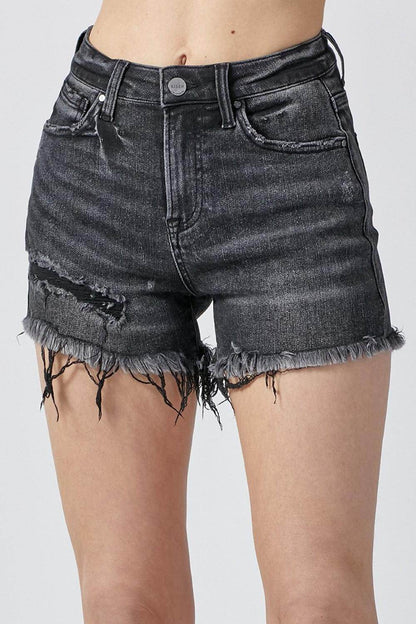 RISEN Raw Hem Denim Shorts with Pockets for Women