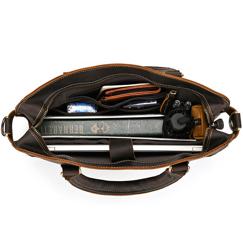 Retro Crazy Horse Leather Briefcase