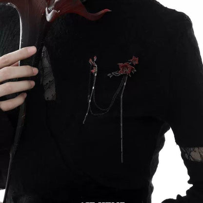 Retro Gothic-style Skull And Rose Brooch