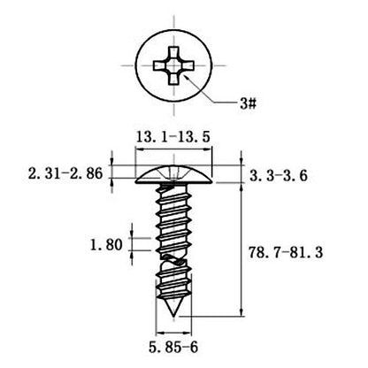 Stainless Steel Cross Big Head Self-tapping Screw Mushroom-shaped Haircut Round Head