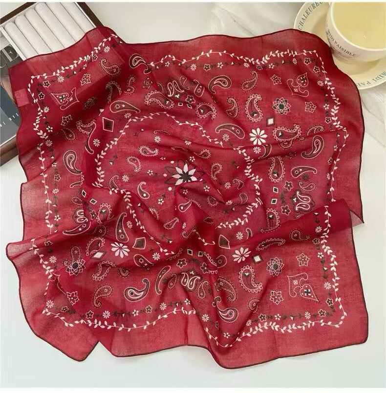 Korean-style Fresh And Delicate Floral Silk Scarf
