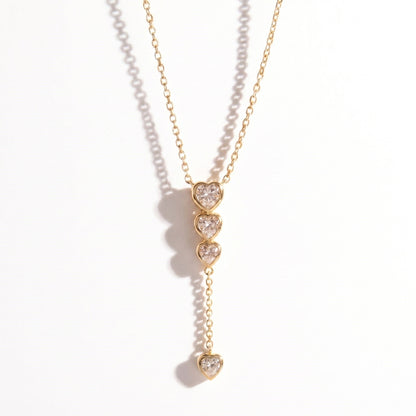 Waterdrop-shaped Diamond-studded Tassel Necklace
