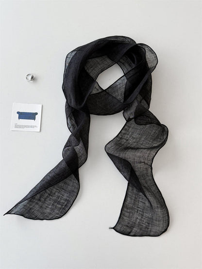 Semi-transparent Linen Scarf Ribbon Hairband