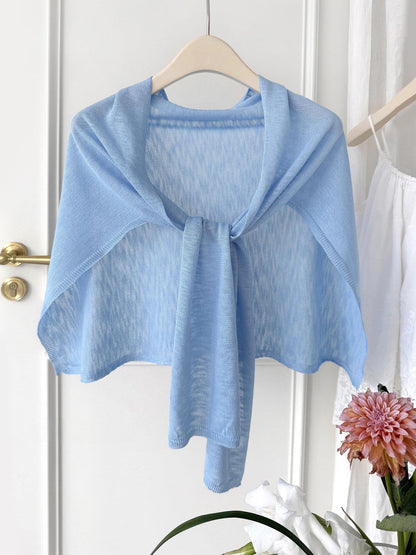 Womens Plus-Size Knitted Shawl With Bamboo-Strip Pattern