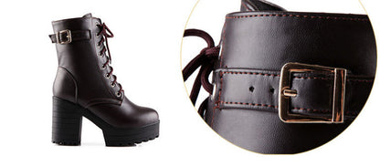 Women's Chunky Heel PU Martin Boots