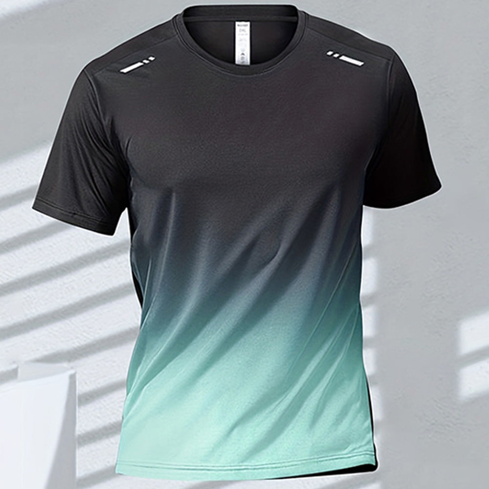 Trendy Sportswear With A Gradient Print And Short Sleeves For Men