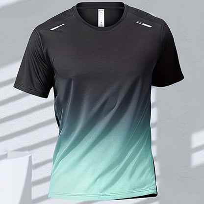 Trendy Sportswear With A Gradient Print And Short Sleeves For Men