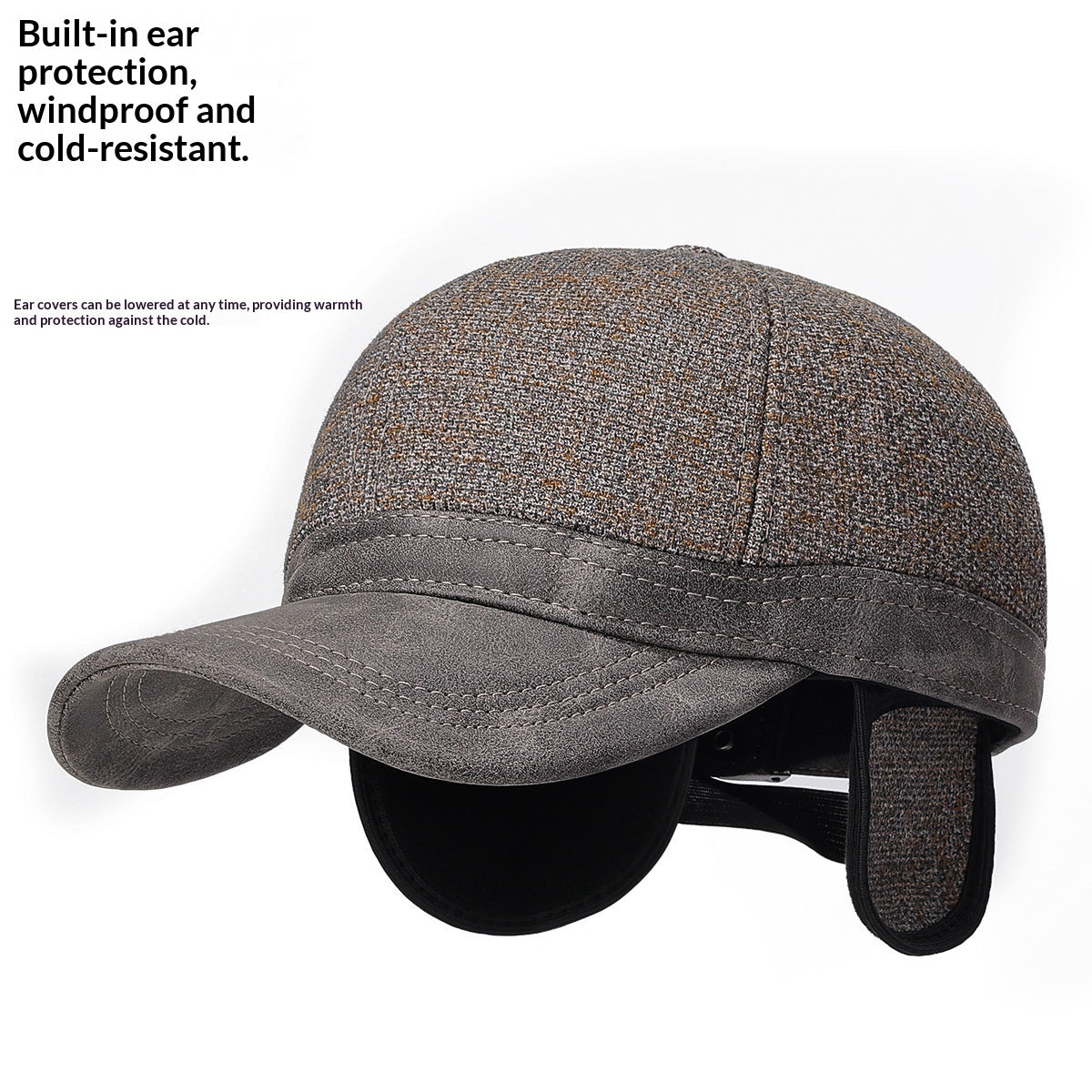 Men's Autumnwinter Baseball Cap With Earflaps Fleece-lined And Extra Thick