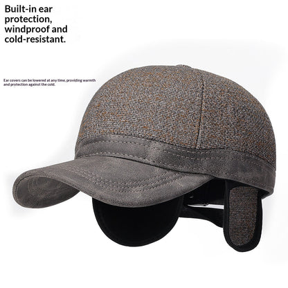 Men's Autumnwinter Baseball Cap With Earflaps Fleece-lined And Extra Thick