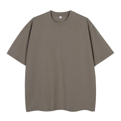 Double Yarn Short Sleeve Sweat-absorbing Cotton T-shirt Top