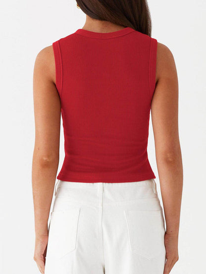 Lovelet Button Up Round Neck Tank for Stylish Comfort