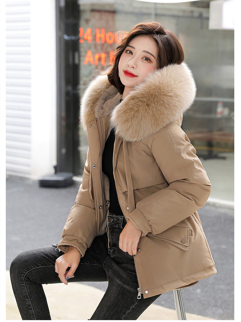 Large Fur Collar Mid Length Pie Overcoming Women
