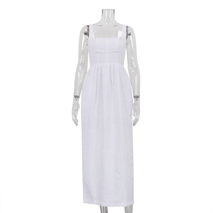 New French-style Vintage White Slip Dress