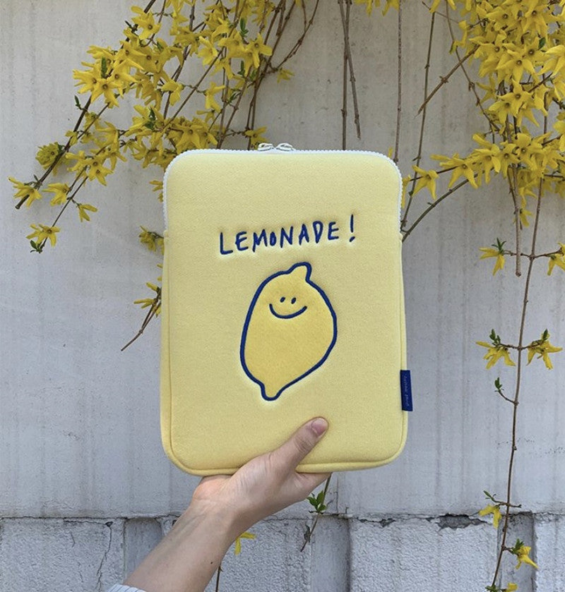 Embroidered Lemon Tablet & Laptop Bag