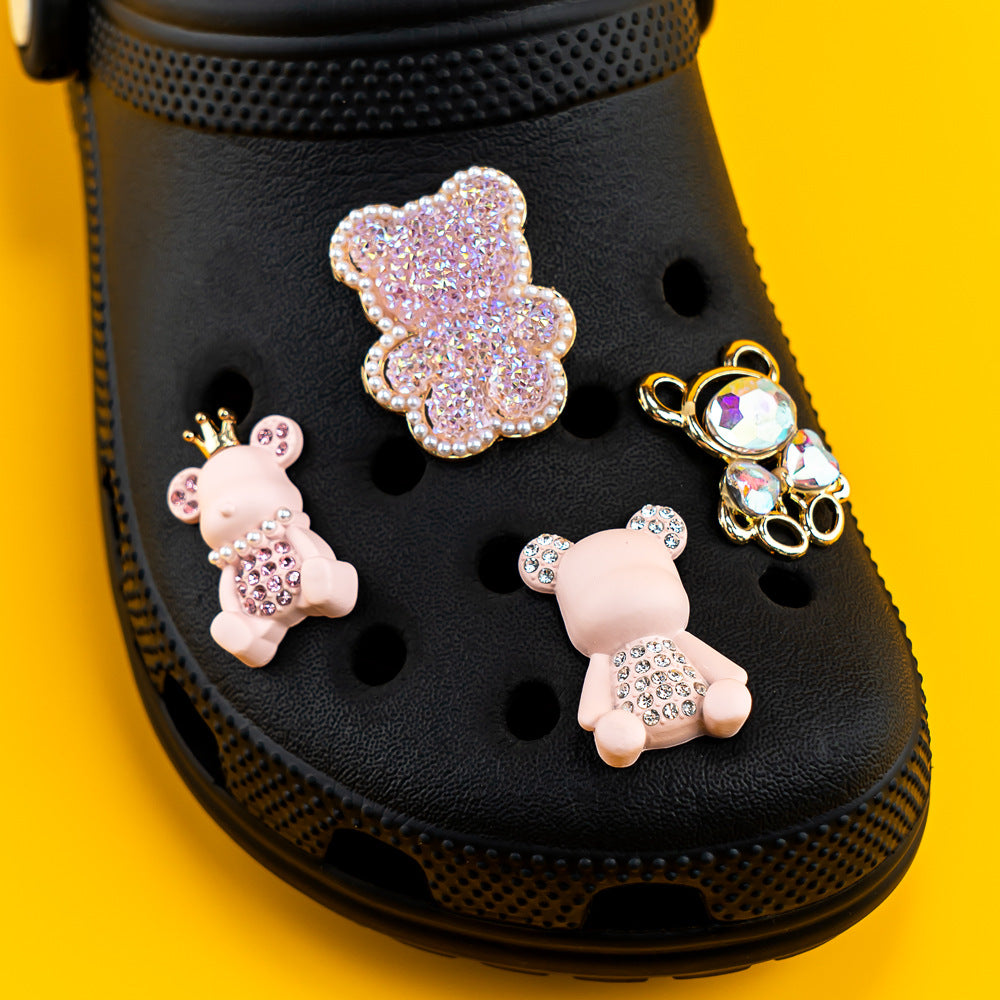 Metal Bear Shoe Ornament Hole Shoes Accessories High Sense
