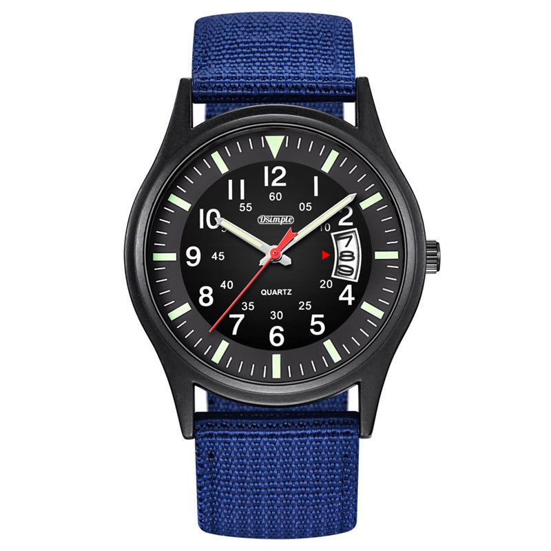 Mens Luminous Nylon-Strap Quartz Watch