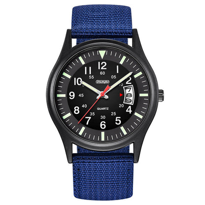 Mens Luminous Nylon-Strap Quartz Watch