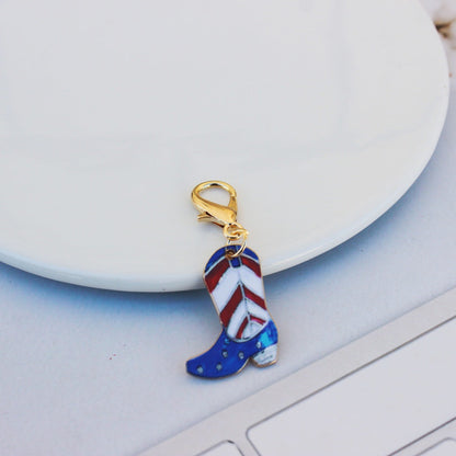 Alloy Vintage Denim Boots Print Ornament Pendant Keychain