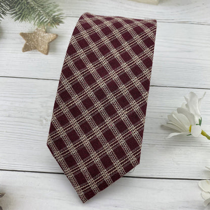 Autumn Winter British Style Knitted Cotton Linen Striped Tie