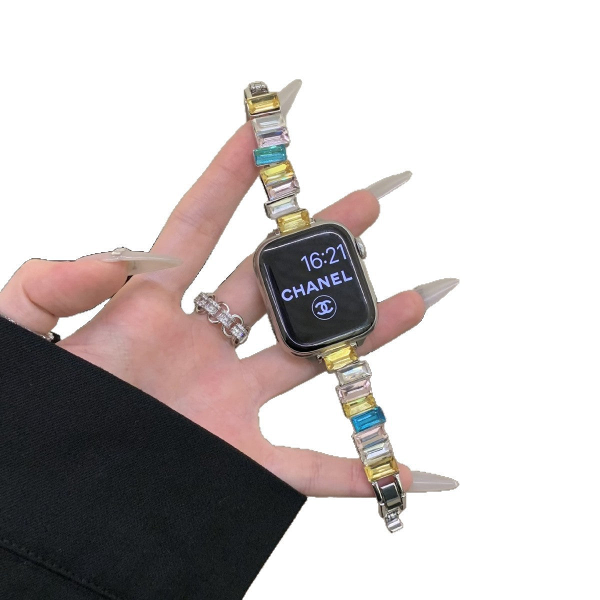 Irregular Cube Sugar Color-Change Diamond Metal Watch Bracelet For Women