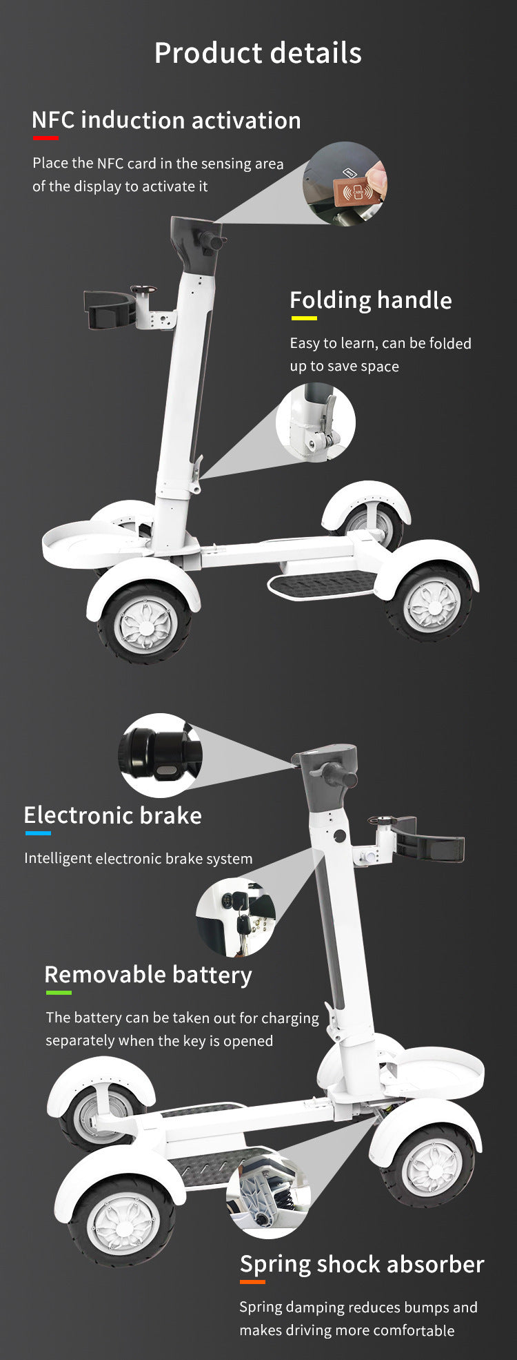 Four Wheel Electric Golf Folding Scooter