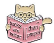 Geometric Cartoon Book Brooch