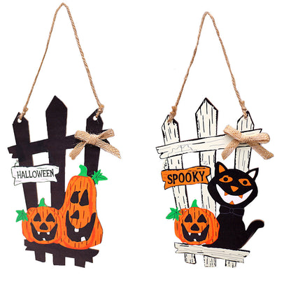 Halloween Black Cat Fence Door Decorations Hanging