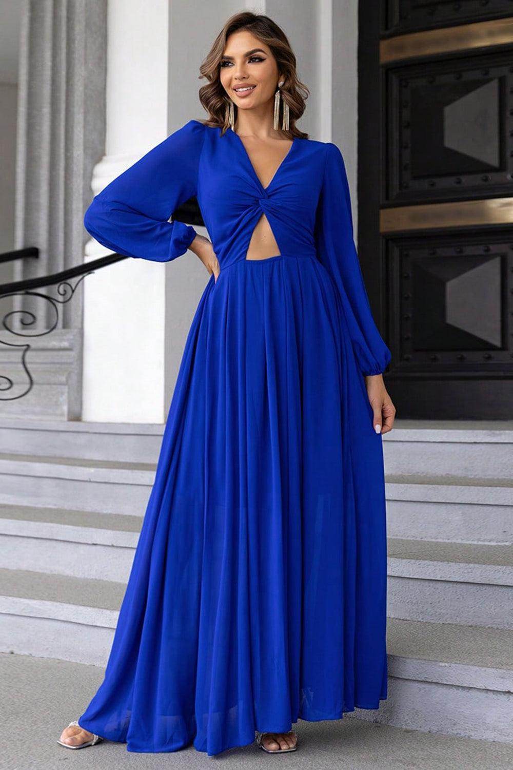 Twist Front Cutout Long Sleeve Dress for Elegant Style