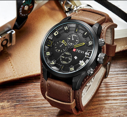Mens Trendy Korean-style Sport Watch With A Bold Large Dial For Students