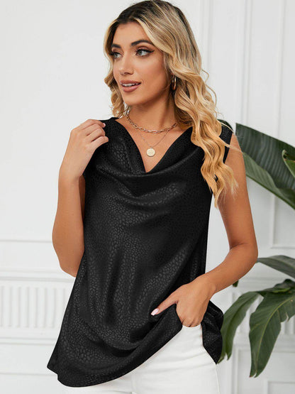Solid Cowl Neck Top for Women in Opaque Rayon Blend