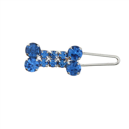 Rhinestone Dog Bone Barrettes Pet Decorations