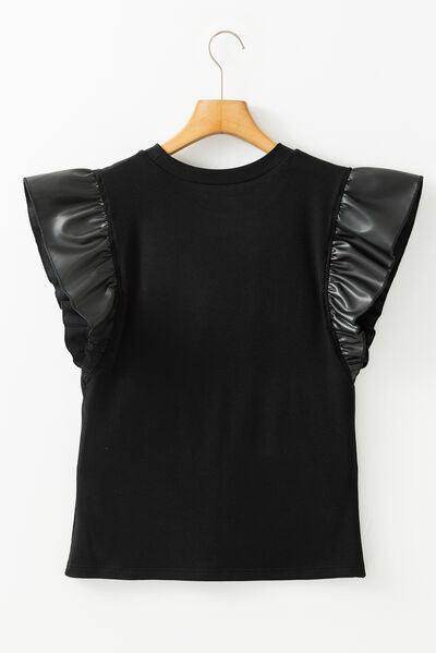 Ruffled Round Neck Cap Sleeve Blouse for Women Stylish Wear