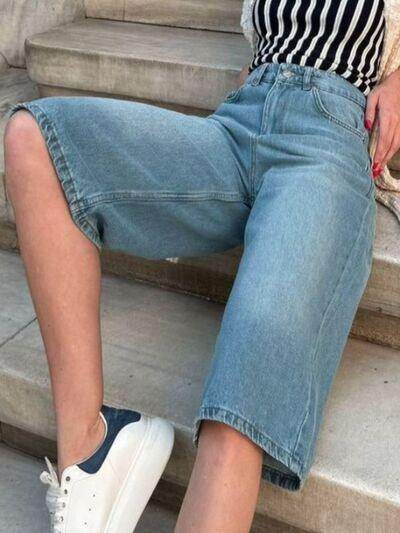 High Waist Denim Shorts with Pockets for Women Stylish