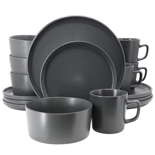 Elama Luxmatte Dark Grey 16 Piece Dinnerware Set