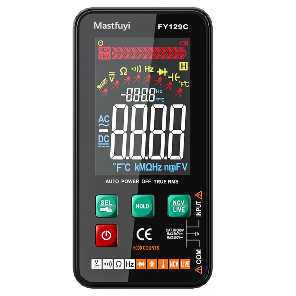 FY129C Digital Multifunction Multimeter Large Screen Smart Electrical AC DC Multimeter Auto identification
