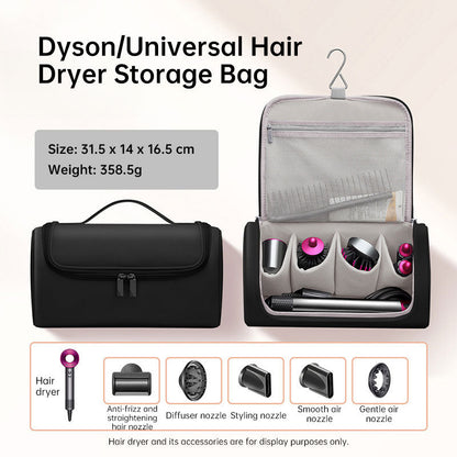 Large Capacity Hair Dryer Organizer Bag | PU Leather, Waterproof, Double-Layer & Non-Slip Interior for Travel, Salon & Home