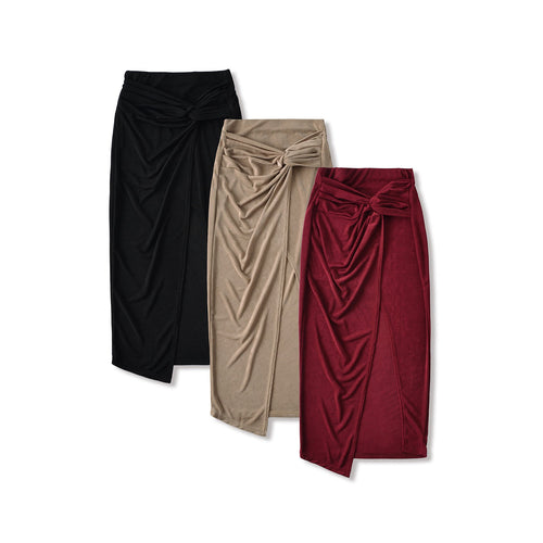 High waisted leg revealing split skirt long skirt