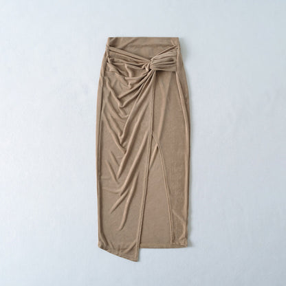 High waisted leg revealing split skirt long skirt