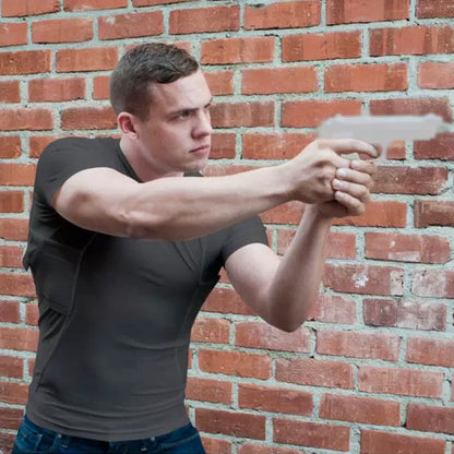 Men's Concealed Carry Holster Shirt - Short Sleeve Tactical Tee with Side Pistol Pockets, EDC Base Layer